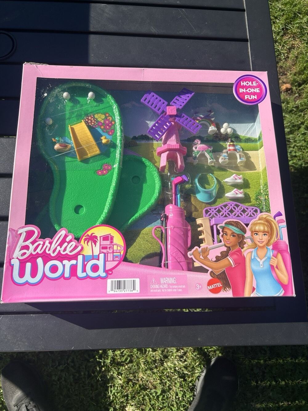 Barbie World Mini Golf Playset w/22 Pieces Hole in One Fun - Clubs, Balls & More